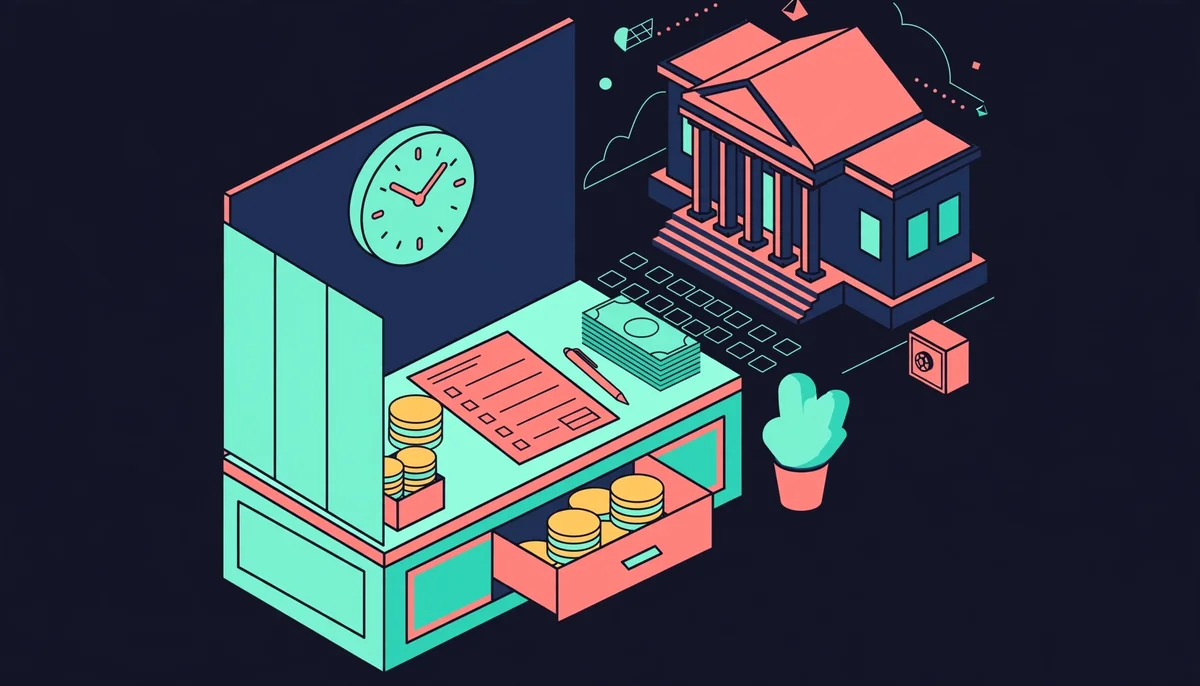 Isometric casino cashier desk with withdrawal form